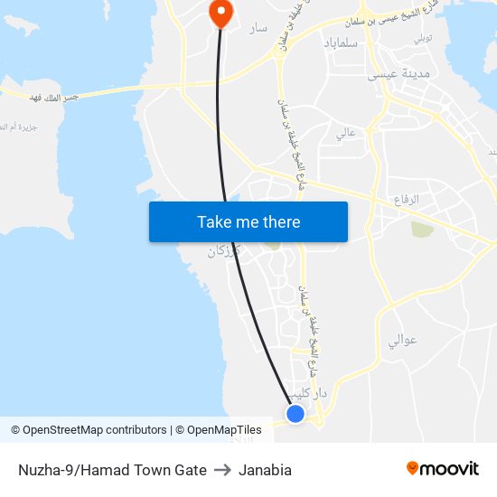 Nuzha-9/Hamad Town Gate to Janabia map