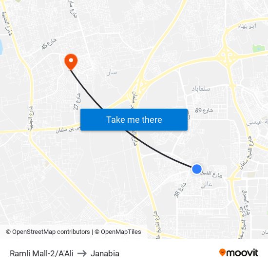 Ramli Mall-2/A'Ali to Janabia map