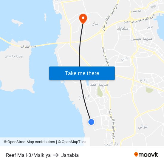 Reef Mall-3/Malkiya to Janabia map