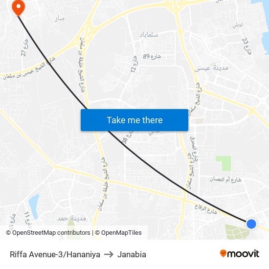 Riffa Avenue-3/Hananiya to Janabia map