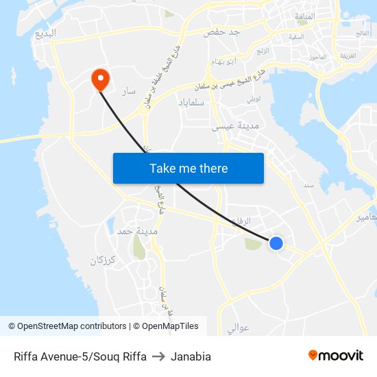 Riffa Avenue-5/Souq Riffa to Janabia map