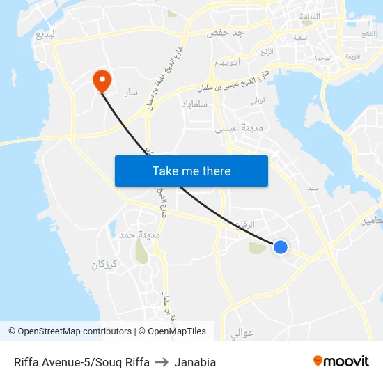 Riffa Avenue-5/Souq Riffa to Janabia map