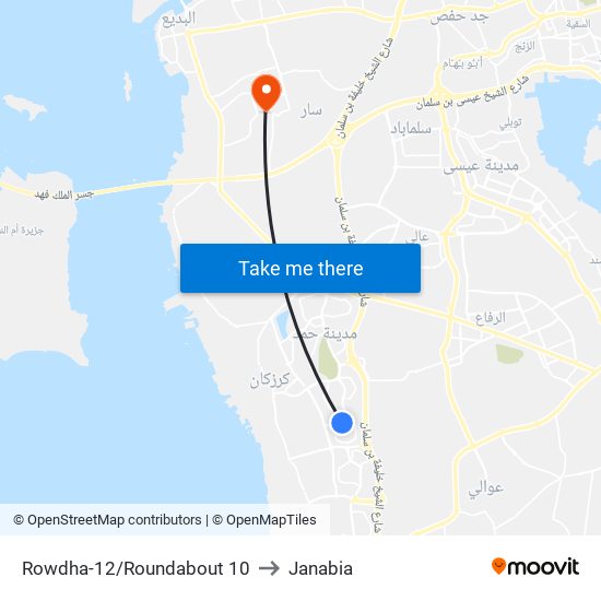 Rowdha-12/Roundabout 10 to Janabia map