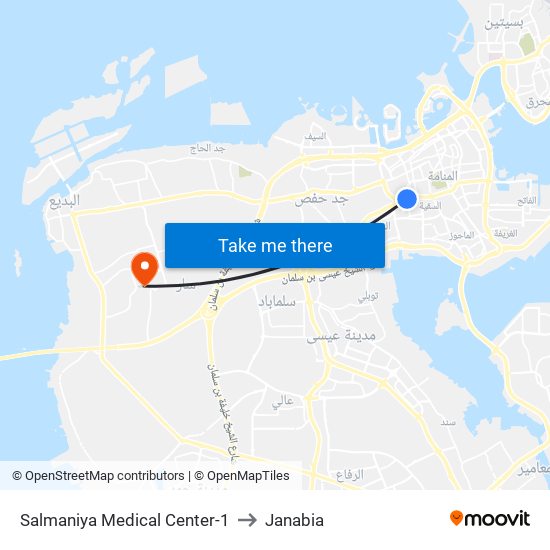 Salmaniya Medical Center-1 to Janabia map