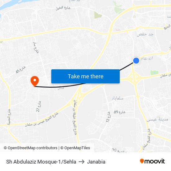 Sh Abdulaziz Mosque-1/Sehla to Janabia map