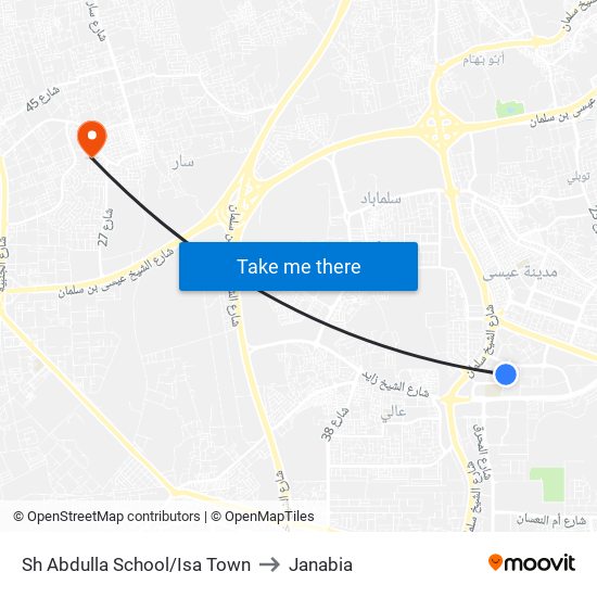 Sh Abdulla School/Isa Town to Janabia map