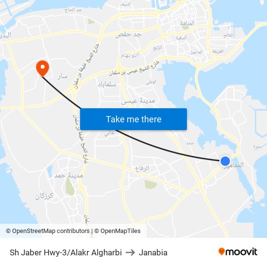 Sh Jaber Hwy-3/Alakr Algharbi to Janabia map