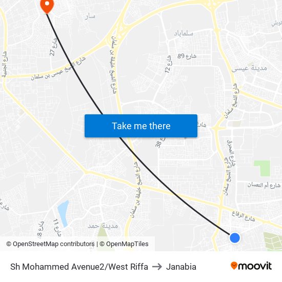 Sh Mohammed Avenue2/West Riffa to Janabia map