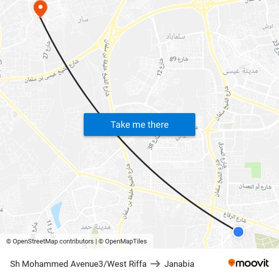 Sh Mohammed Avenue3/West Riffa to Janabia map