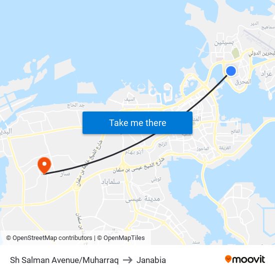 Sh Salman Avenue/Muharraq to Janabia map