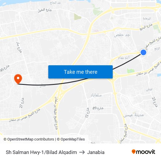 Sh Salman Hwy-1/Bilad Alqadim to Janabia map