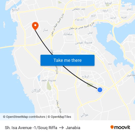 Sh. Isa Avenue -1/Souq Riffa to Janabia map