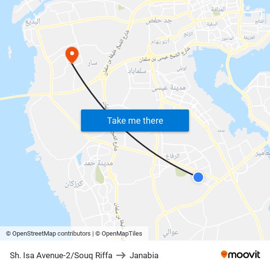 Sh. Isa Avenue-2/Souq Riffa to Janabia map