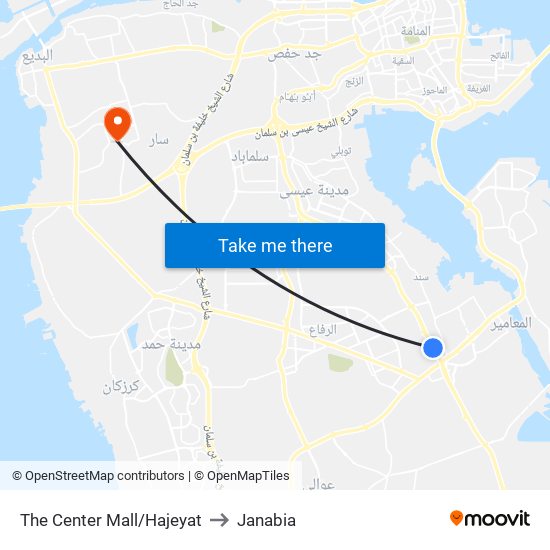 The Center Mall/Hajeyat to Janabia map