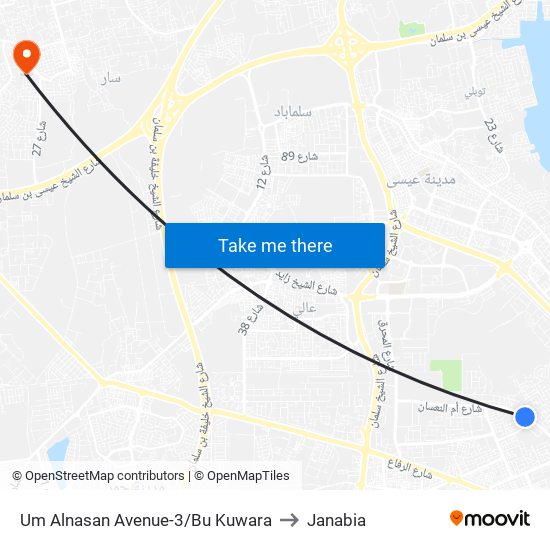 Um Alnasan Avenue-3/Bu Kuwara to Janabia map