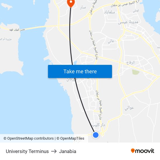 University Terminus to Janabia map