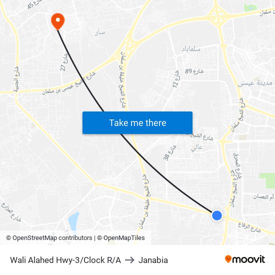Wali Alahed Hwy-3/Clock R/A to Janabia map