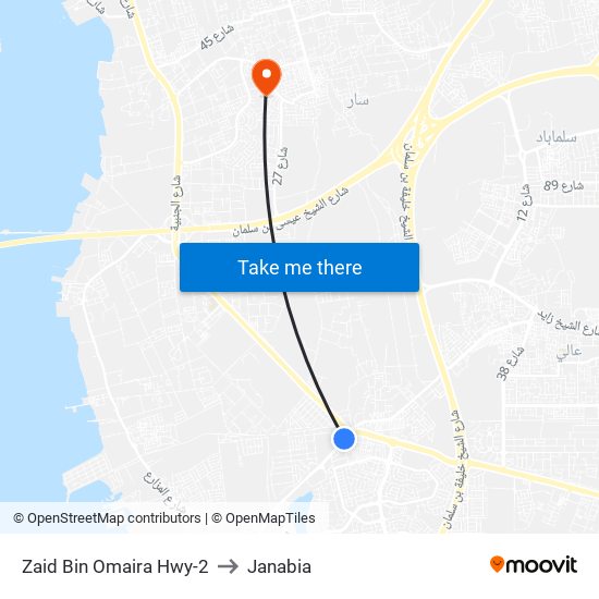 Zaid Bin Omaira Hwy-2 to Janabia map