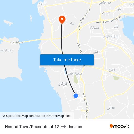 Hamad Town/Roundabout 12 to Janabia map