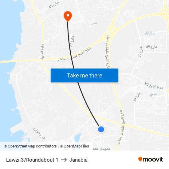 Lawzi-3/Roundabout 1 to Janabia map