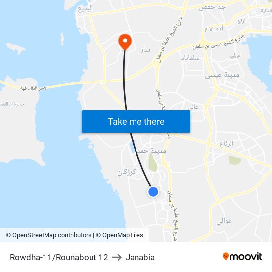 Rowdha-11/Rounabout 12 to Janabia map