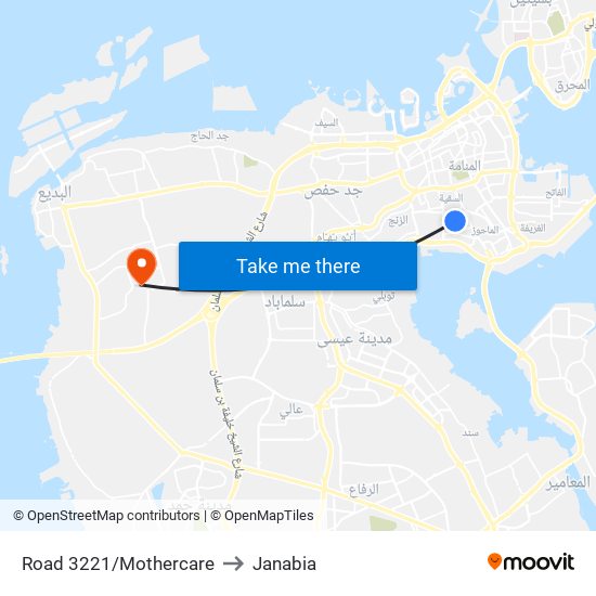 Road 3221/Mothercare to Janabia map