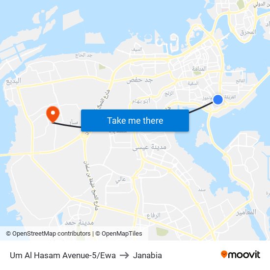 Um Al Hasam Avenue-5/Ewa to Janabia map