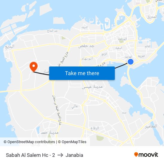 Sabah Al Salem Hc - 2 to Janabia map