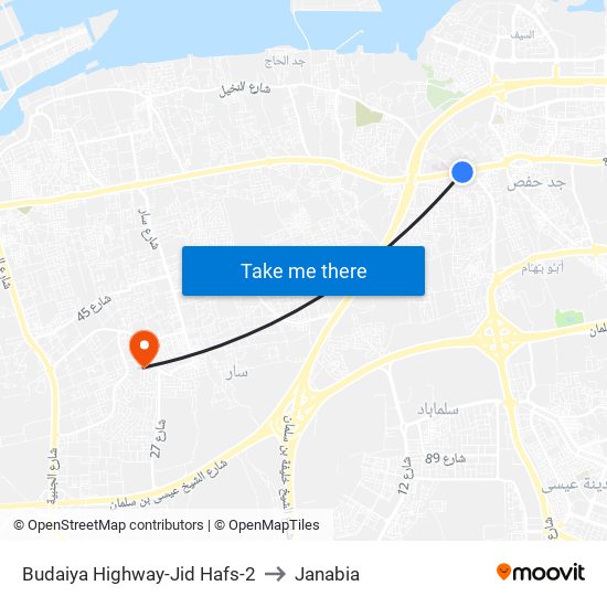 Budaiya Highway-Jid Hafs-2 to Janabia map