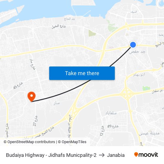 Budaiya Highway - Jidhafs Municpality-2 to Janabia map