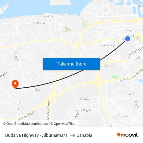 Budaiya Highway - Alburhama/1 to Janabia map