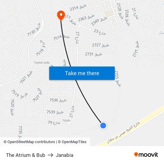 The Atrium & Bub to Janabia map