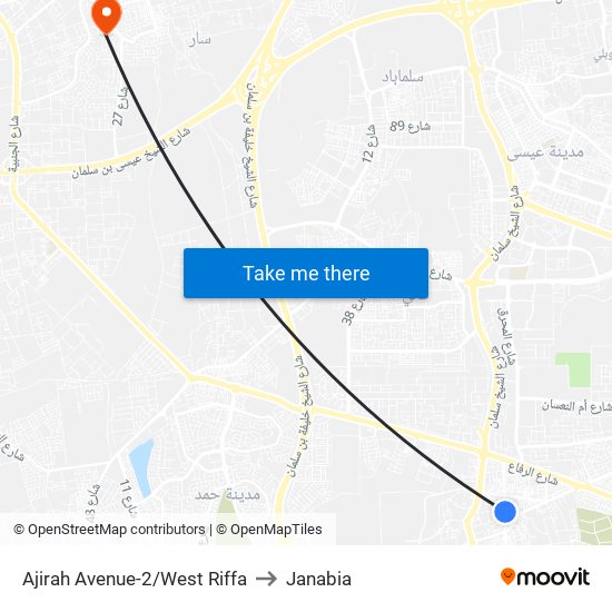 Ajirah Avenue-2/West Riffa to Janabia map