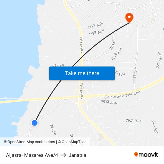 Aljasra- Mazarea Ave/4 to Janabia map