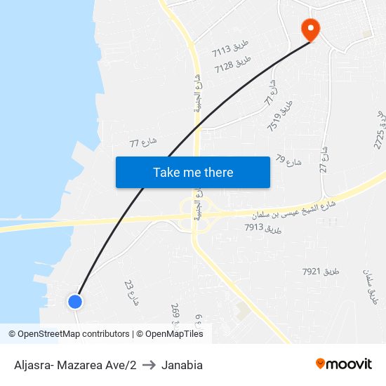 Aljasra- Mazarea Ave/2 to Janabia map