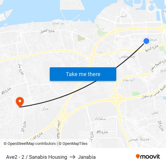 Ave2 - 2 / Sanabis Housing to Janabia map