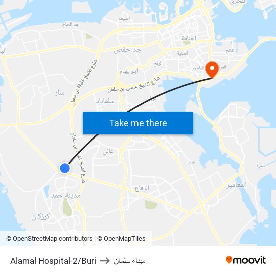 Alamal Hospital-2/Buri to ميناء سلمان map