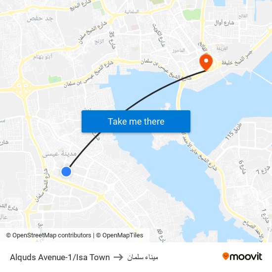 Alquds Avenue-1/Isa Town to ميناء سلمان map