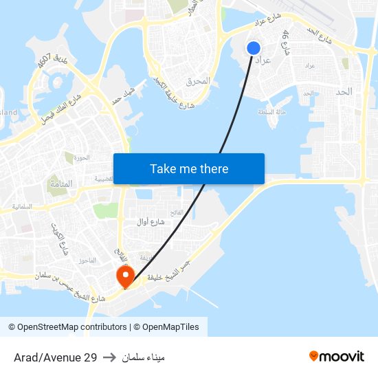 Arad/Avenue 29 to ميناء سلمان map