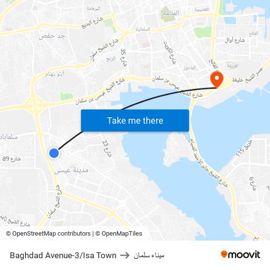 Baghdad Avenue-3/Isa Town to ميناء سلمان map