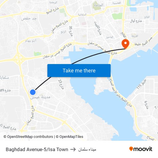 Baghdad Avenue-5/Isa Town to ميناء سلمان map