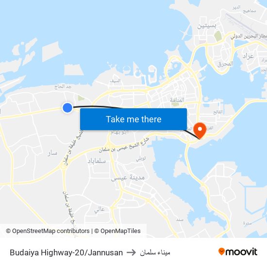 Budaiya Highway-20/Jannusan to ميناء سلمان map