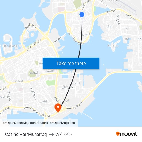 Casino Par/Muharraq to ميناء سلمان map