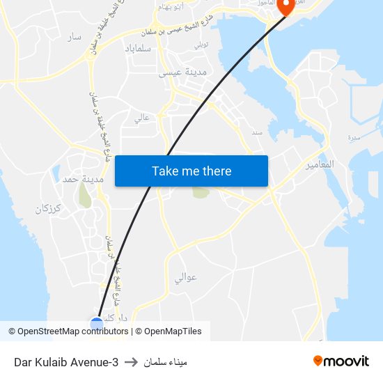 Dar Kulaib Avenue-3 to ميناء سلمان map