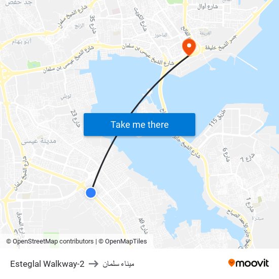 Esteglal Walkway-2 to ميناء سلمان map