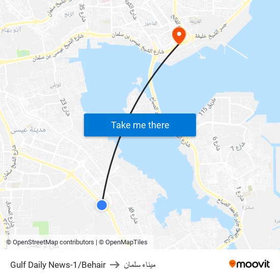 Gulf Daily News-1/Behair to ميناء سلمان map