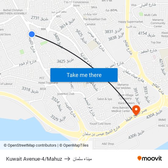 Kuwait Avenue-4/Mahuz to ميناء سلمان map