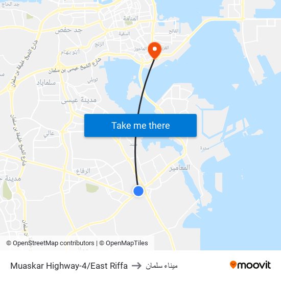 Muaskar Highway-4/East Riffa to ميناء سلمان map