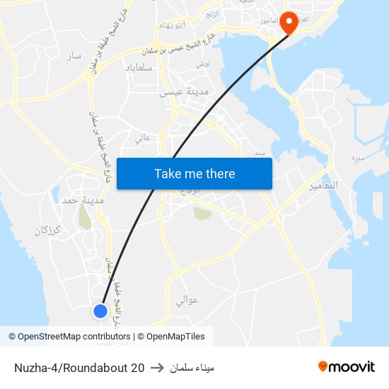 Nuzha-4/Roundabout 20 to ميناء سلمان map