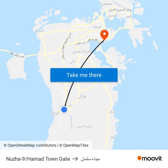 Nuzha-9/Hamad Town Gate to ميناء سلمان map